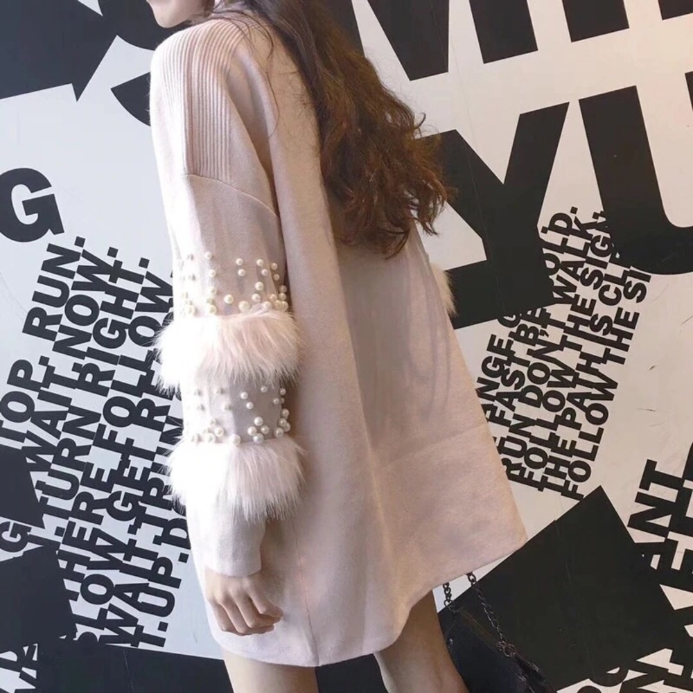 Vintage Pearl Sleeved Turtleneck Sweater Dress - Picture 2 of 4